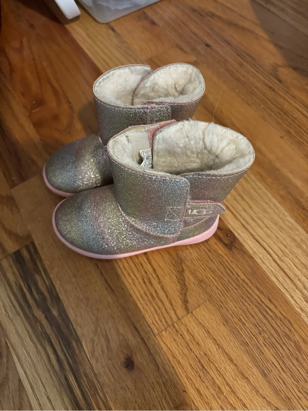 UGG Kids Iridescent Glitter Pink Trim Boots